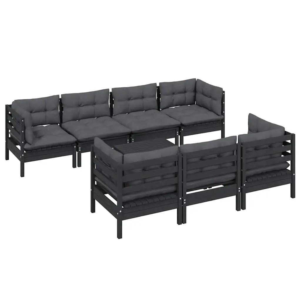 Garden Lounge Set 8 Piece Outdoor Patio Furniture with Cushions Solid Pinewood