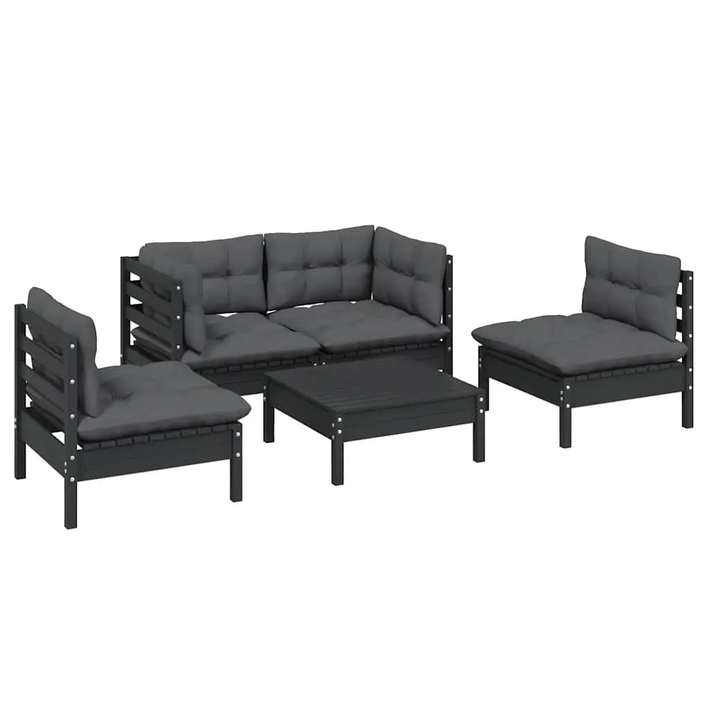 Black Garden Lounge Set, 5 Pieces
