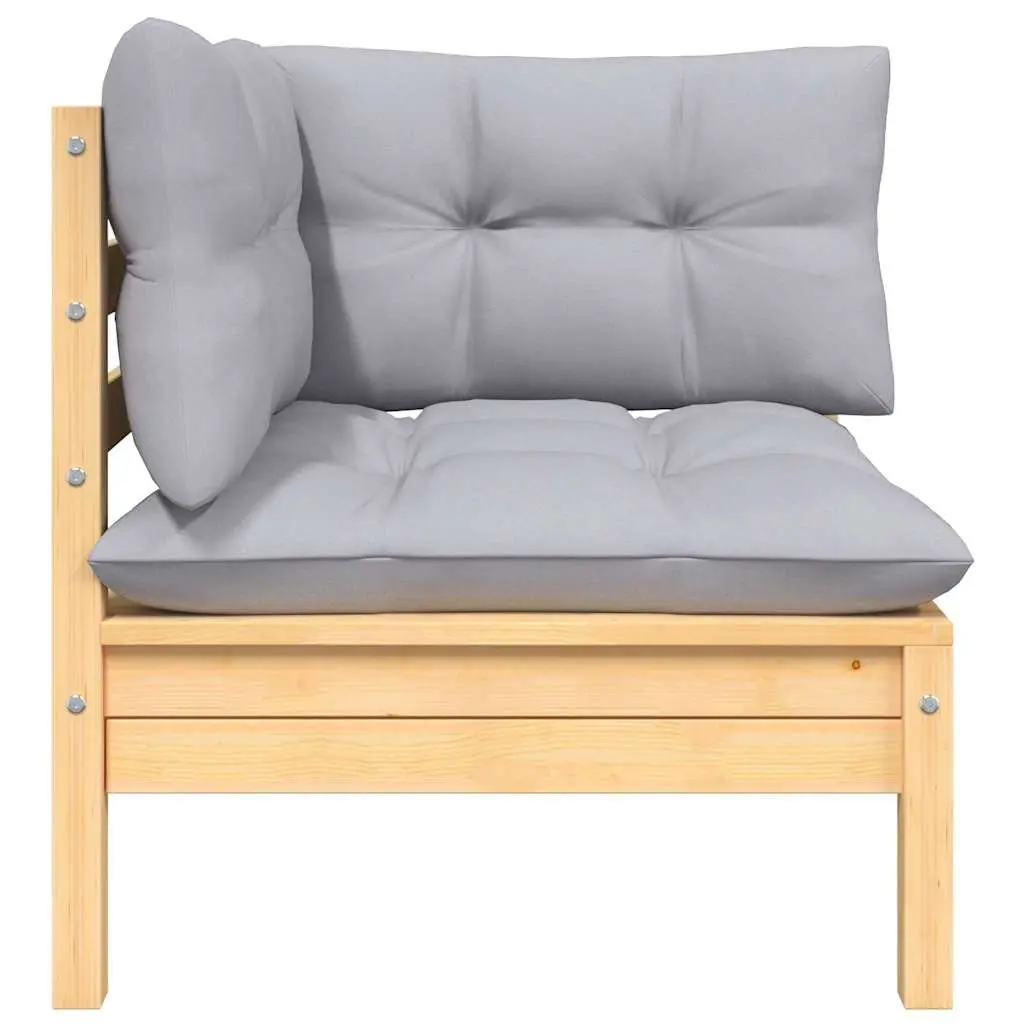 Garden Lounge Set 6 Piece Outdoor Patio Furniture with Grey Cushions Pinewood