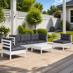 Compact 6 Piece White Lounge Set for Gardens