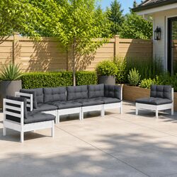 Stylish 6 Piece Modular Lounge Set in White