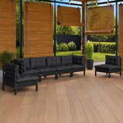 Concise 7 Piece Garden Lounge Set with Cushions