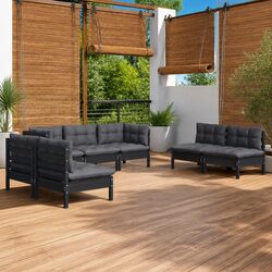 Garden Lounge Set 7 Piece Modular Outdoor Patio Furniture with Cushions Pinewood