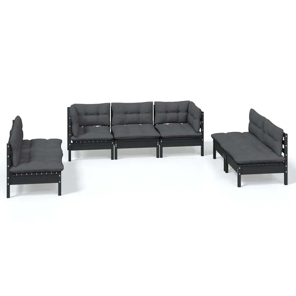 Garden Lounge Set 7 Piece Modular Outdoor Patio Furniture with Cushions Pinewood