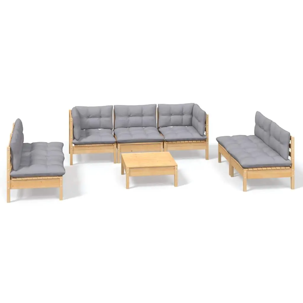 Garden Lounge Set Grey 8 Piece Modular Outdoor Patio Furniture