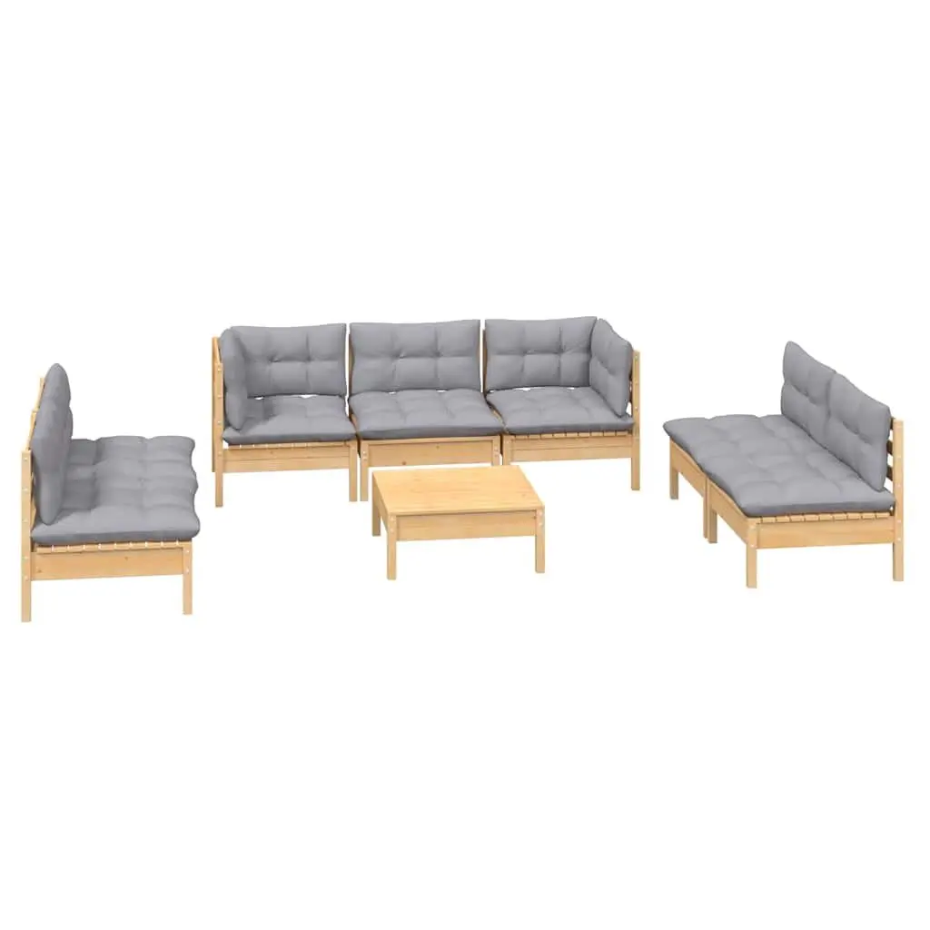 Garden Lounge Set Grey 8 Piece Modular Outdoor Patio Furniture