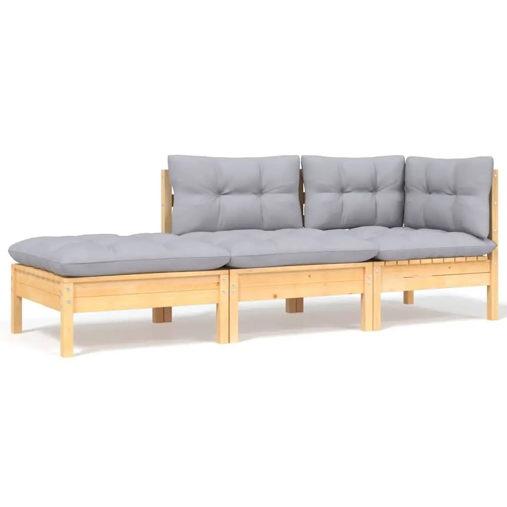 Garden Lounge Set Grey 8 Piece Modular Outdoor Patio Furniture