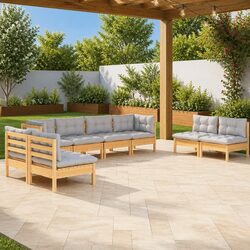 Concise 8-Piece Garden Lounge Set with Cushions