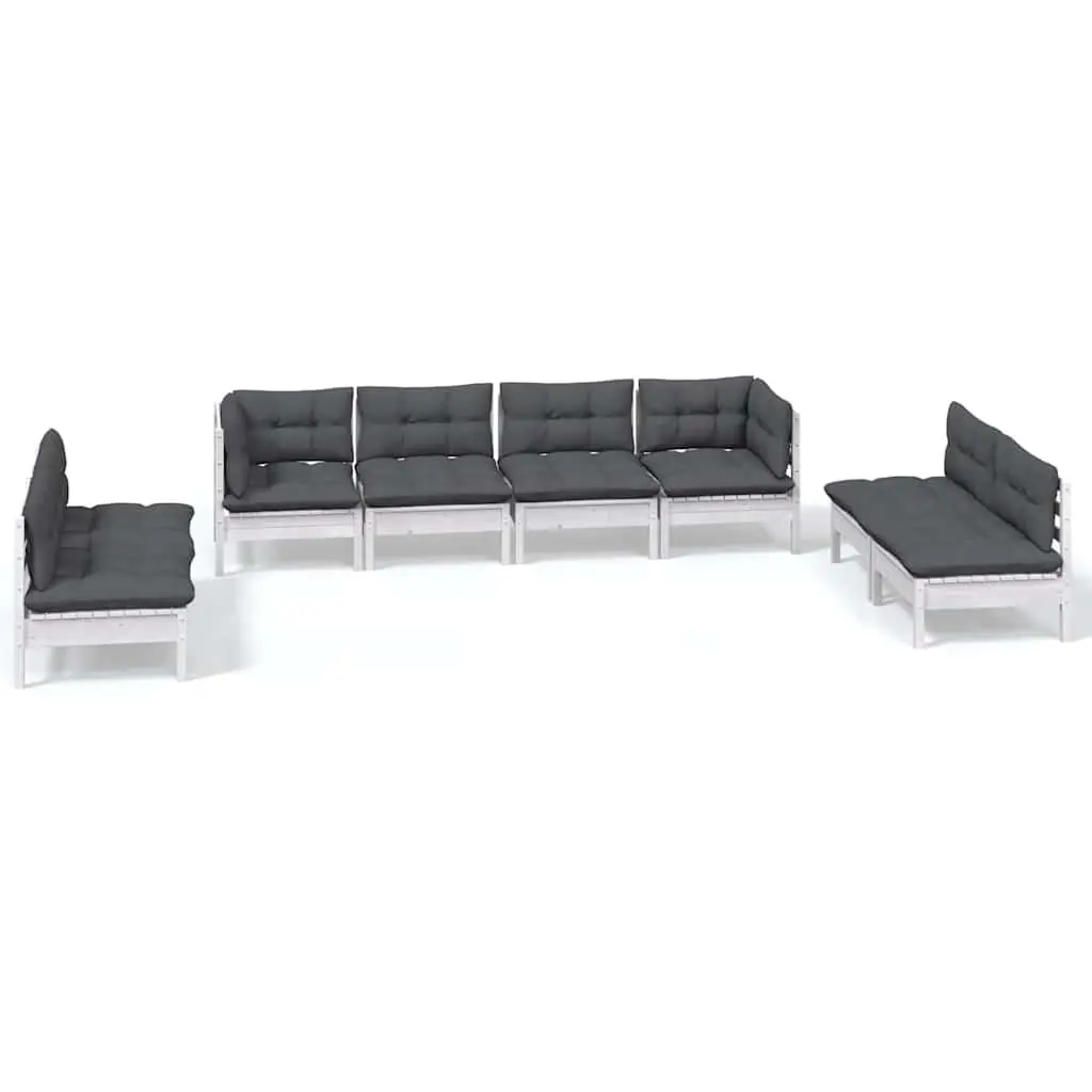 Garden Lounge Set 8 Piece Outdoor Patio Furniture with Cushions Modular White