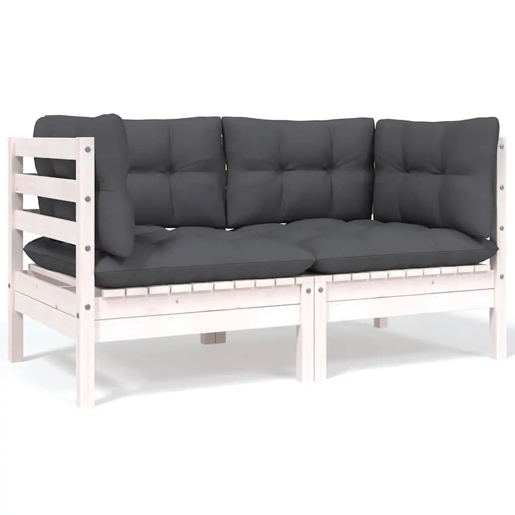 Garden Lounge Set 8 Piece Outdoor Patio Furniture with Cushions Modular White