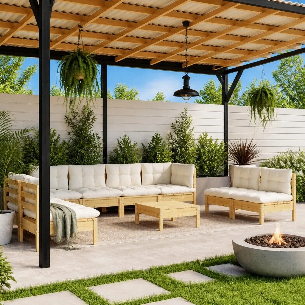 Garden Lounge Set 9 Piece Outdoor Patio Furniture with Cushions Modular