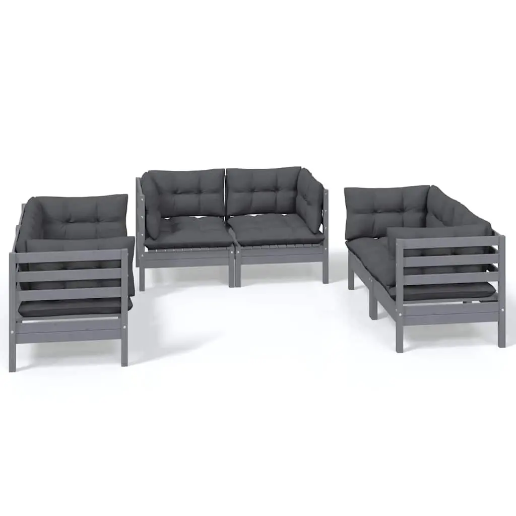 Garden Lounge Set 6 Piece Outdoor Patio Furniture with Cushions Grey