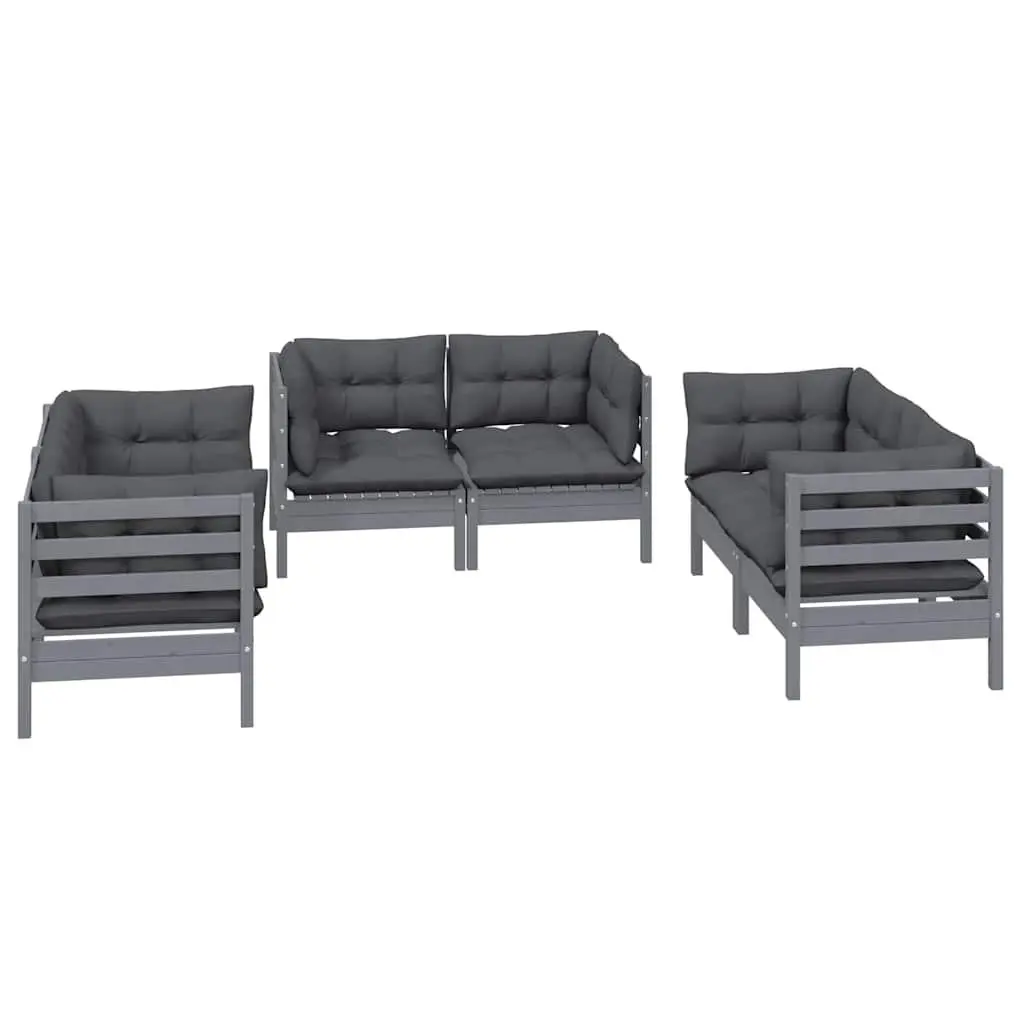 Garden Lounge Set 6 Piece Outdoor Patio Furniture with Cushions Grey
