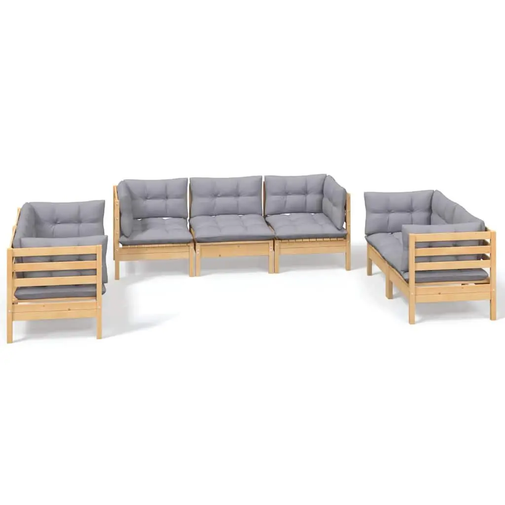 Garden Lounge Set Grey 7 Piece Outdoor Patio Furniture Modular Sofa