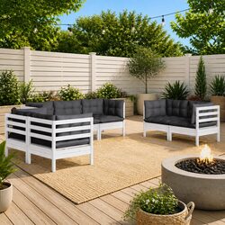 7 Piece Garden Lounge Set: Compact and Reliable