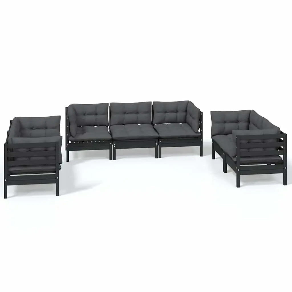 Garden Lounge Set 7 Piece Outdoor Furniture Patio Seating with Cushions Black