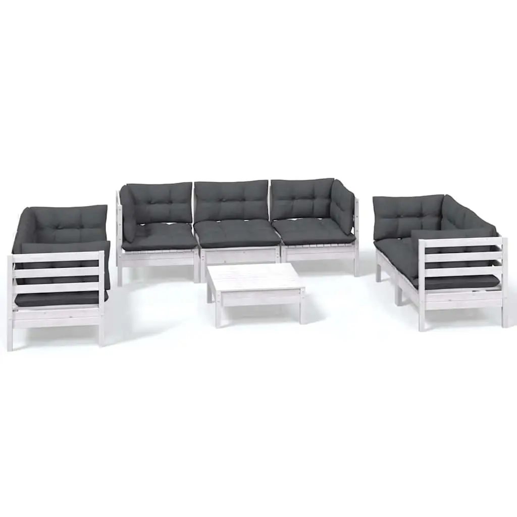 Garden Lounge Set 8 Piece Outdoor Patio Furniture with Cushions Solid Pinewood
