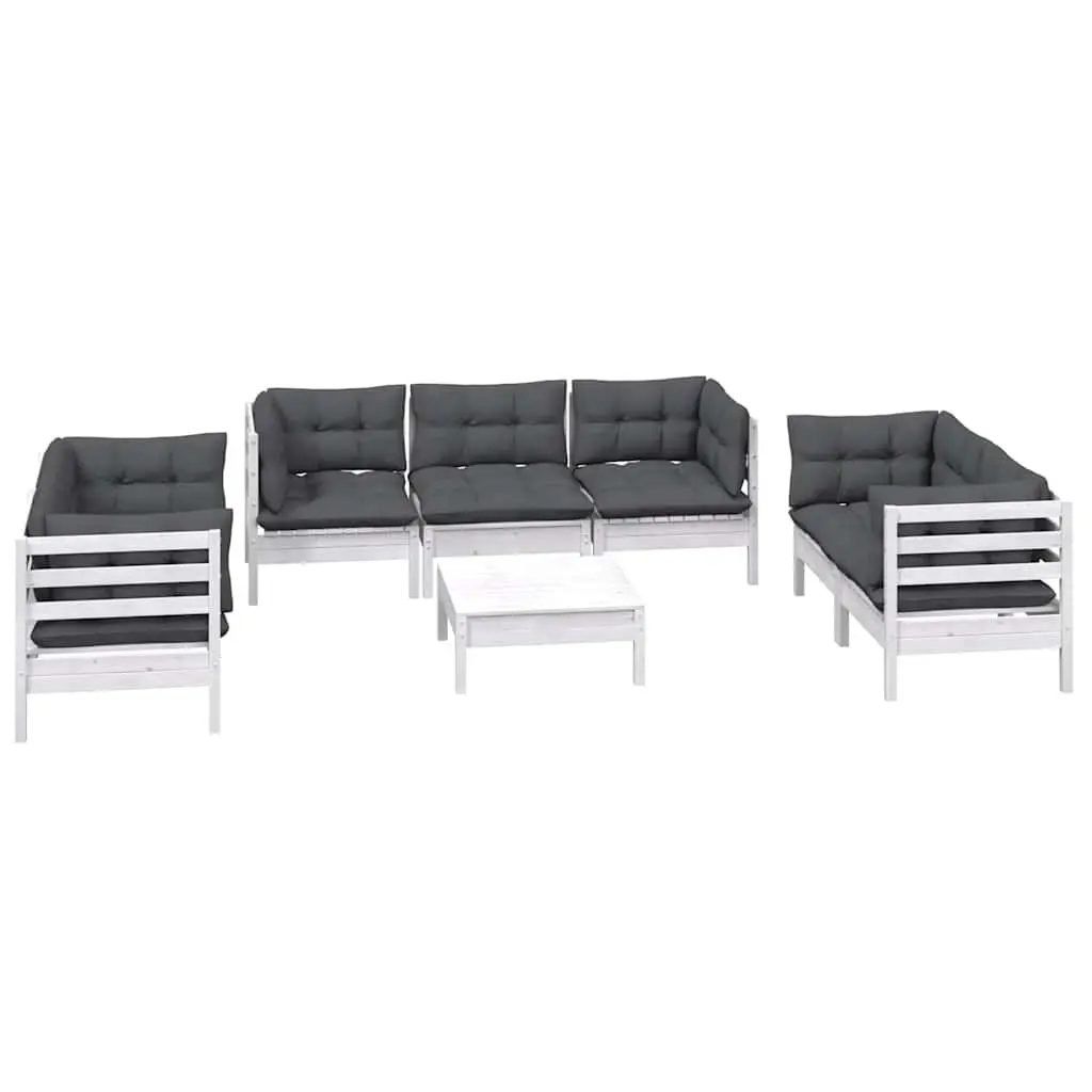 Garden Lounge Set 8 Piece Outdoor Patio Furniture with Cushions Solid Pinewood