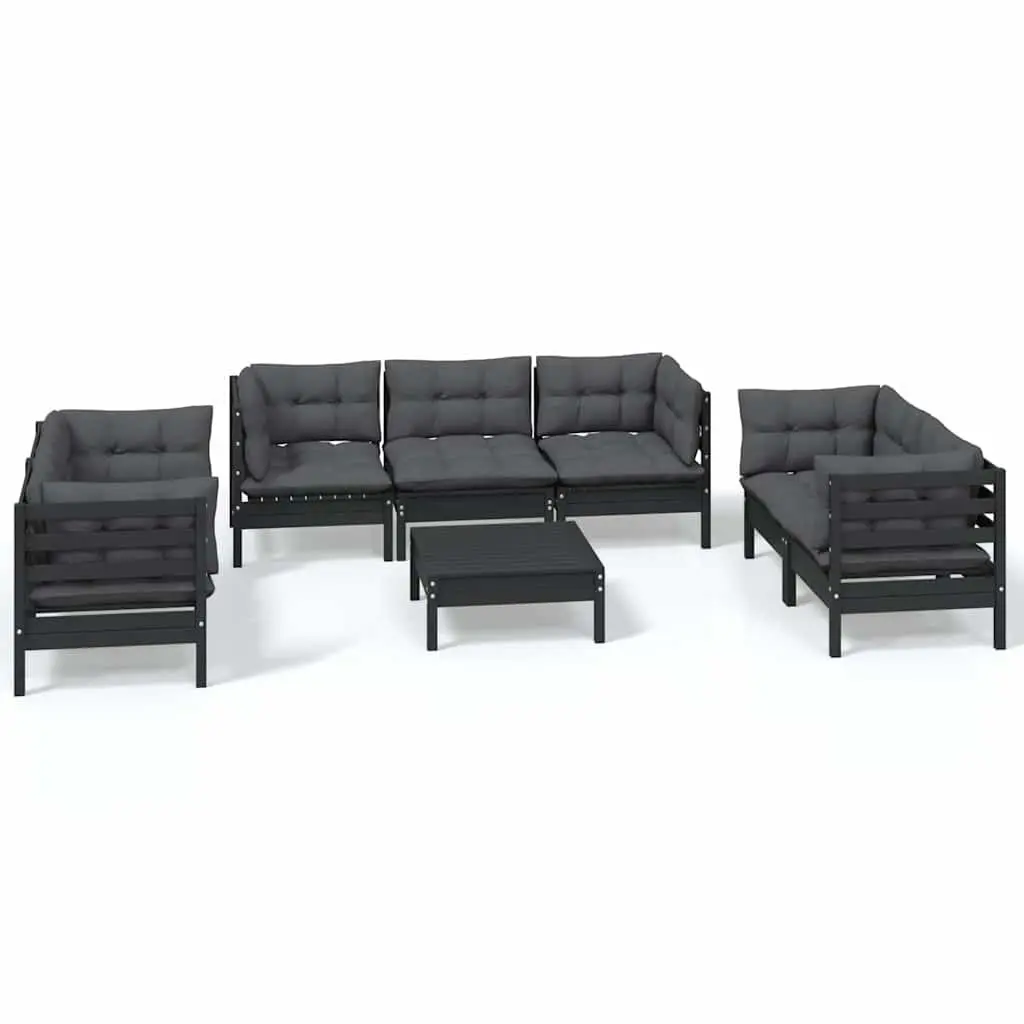 Garden Lounge Set 8 Piece Outdoor Patio Furniture Modular Pinewood with Cushions