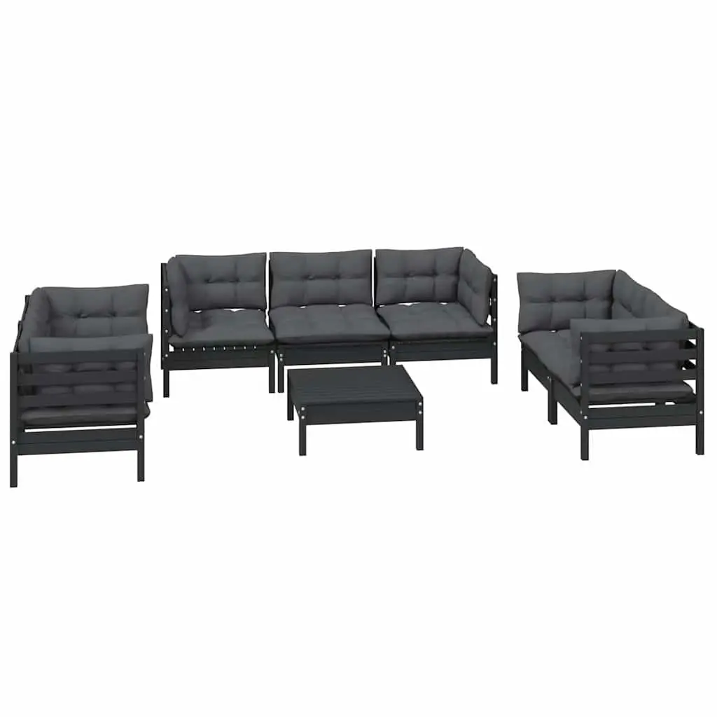 Garden Lounge Set 8 Piece Outdoor Patio Furniture Modular Pinewood with Cushions