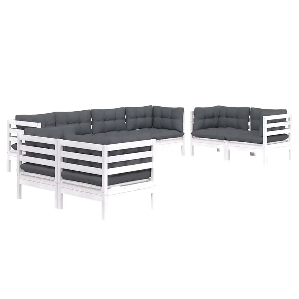 Garden Lounge Set 8 Piece Outdoor Furniture with Cushions Solid Pinewood White