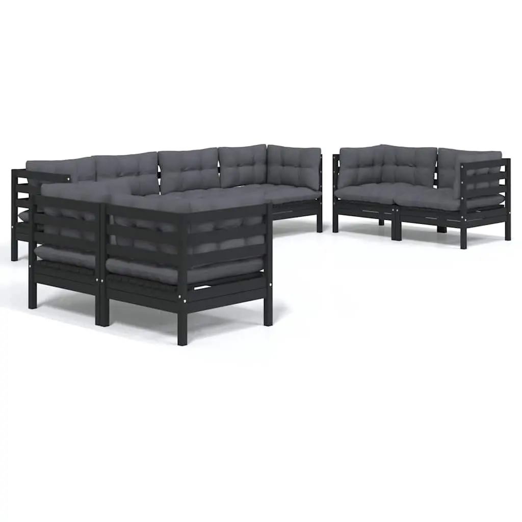 Garden Lounge Set 8 Piece Outdoor Furniture Patio Sofa with Cushions Black