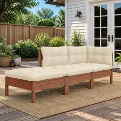 3 Piece Garden Lounge Set: Pinewood with Cushions for Comfort