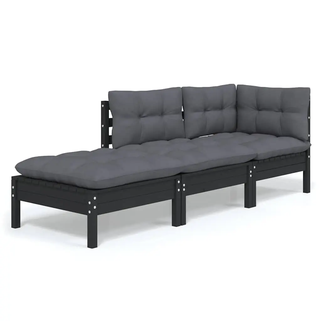 Garden Lounge Set 3 Piece Outdoor Patio Furniture with Cushions Solid Pinewood