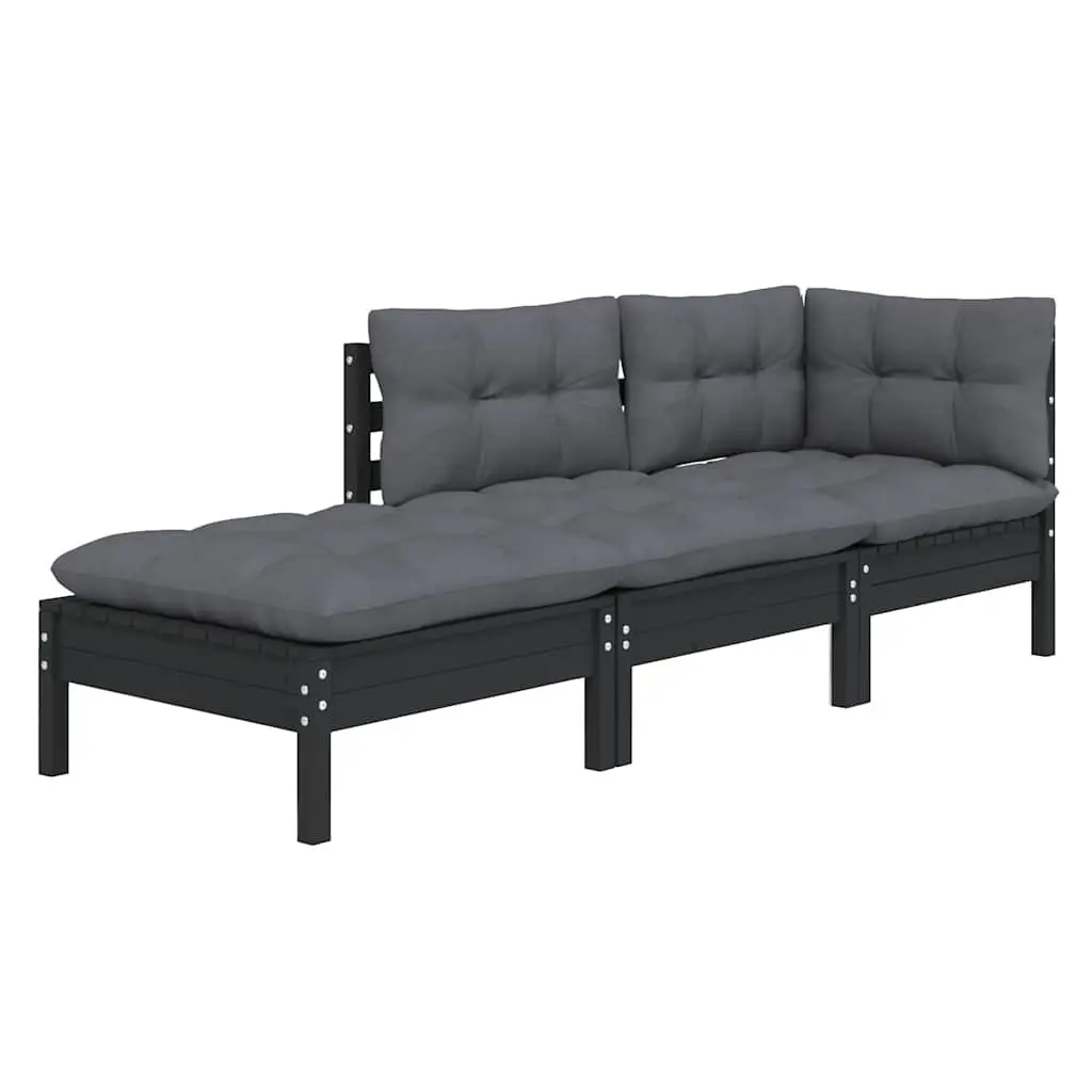 Garden Lounge Set 3 Piece Outdoor Patio Furniture with Cushions Solid Pinewood