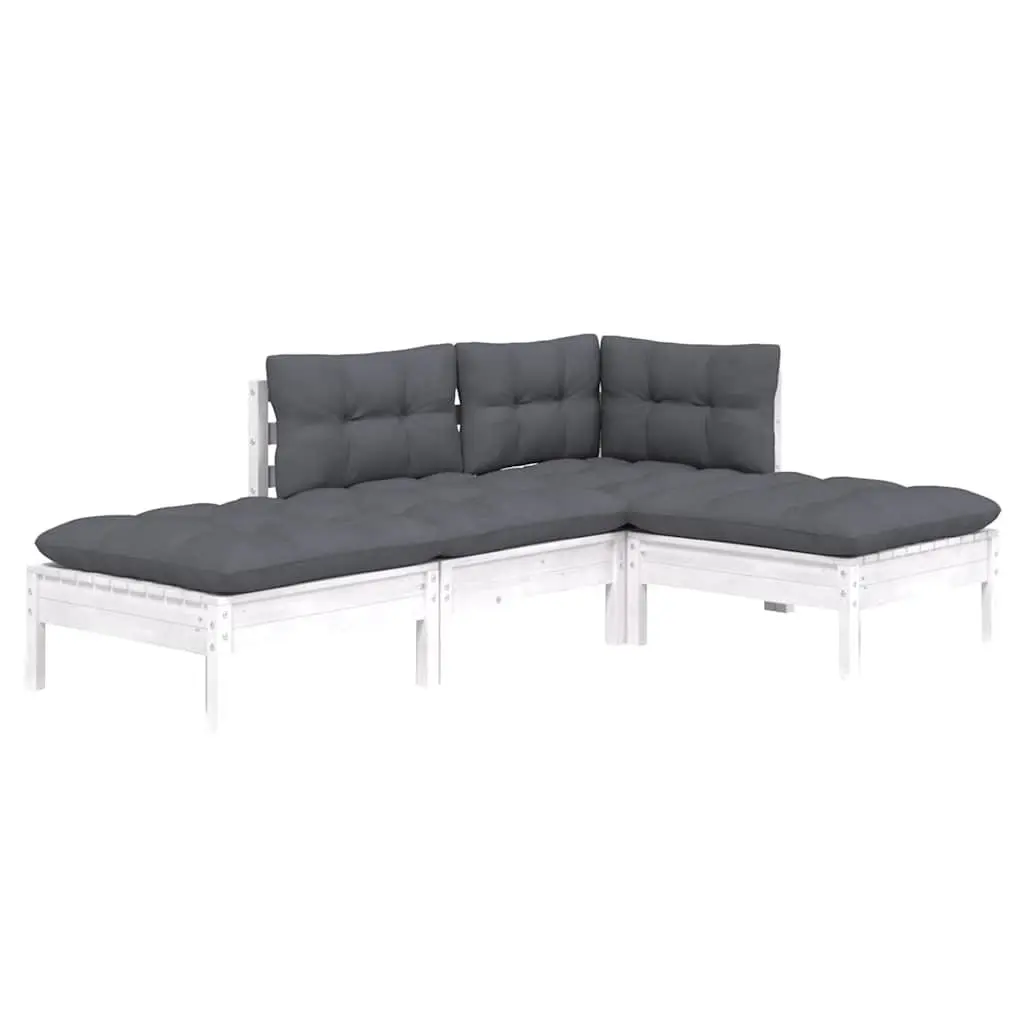 4-Piece Garden Lounge Set with Cushions Solid Pinewood Patio Furniture Outdoor