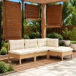 Compact 4 Piece Wooden Garden Lounge Set for Outdoor Relaxation