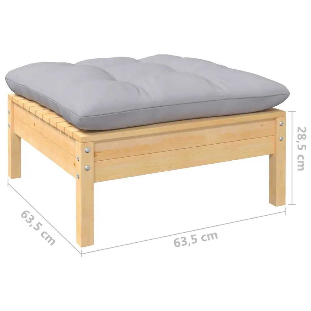 Garden Lounge Set Grey 8 Piece Outdoor Furniture Pinewood Cushions