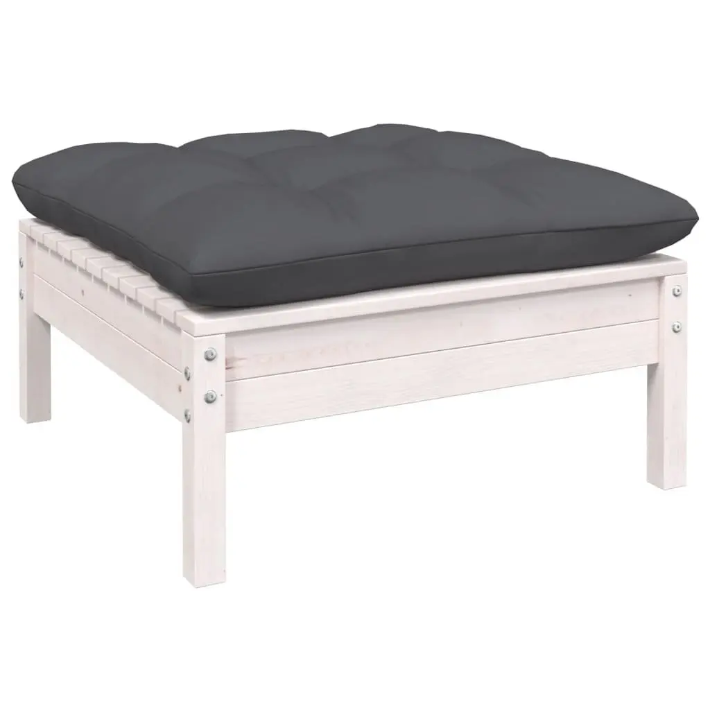 Garden Lounge Set 6 Piece White Pinewood Patio Furniture with Cushions Outdoor