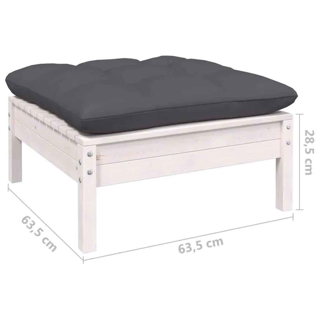 Garden Lounge Set 6 Piece White Pinewood Patio Furniture with Cushions Outdoor
