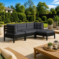 Concise 4 Piece Garden Lounge Set with Cushions