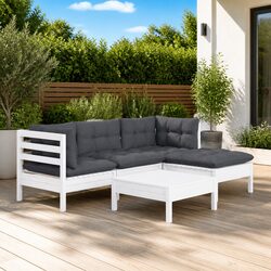 5 Piece White Pinewood Lounge Set – Compact Yet Stylish