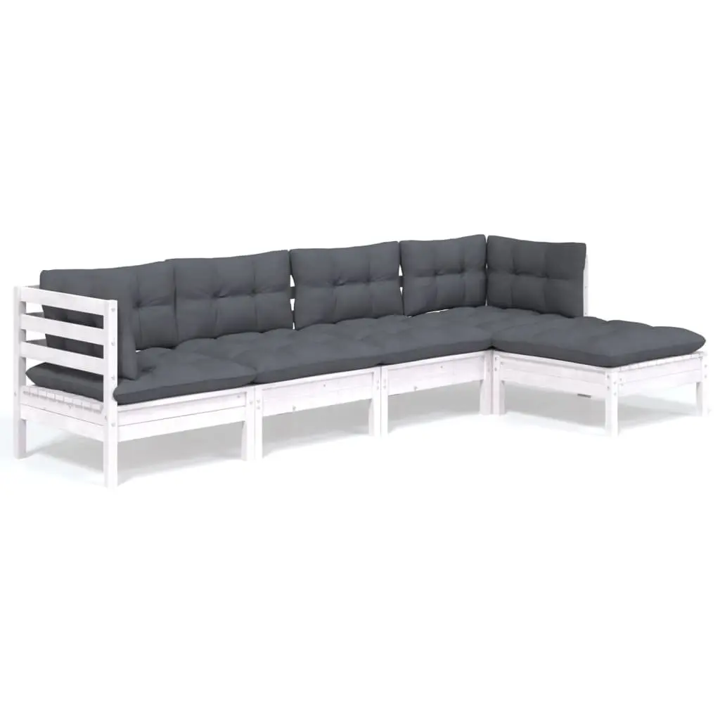 Garden Lounge Set White 5 Piece Outdoor Furniture Patio with Cushions Modular