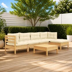 Concise 6-Piece Wooden Garden Lounge Set