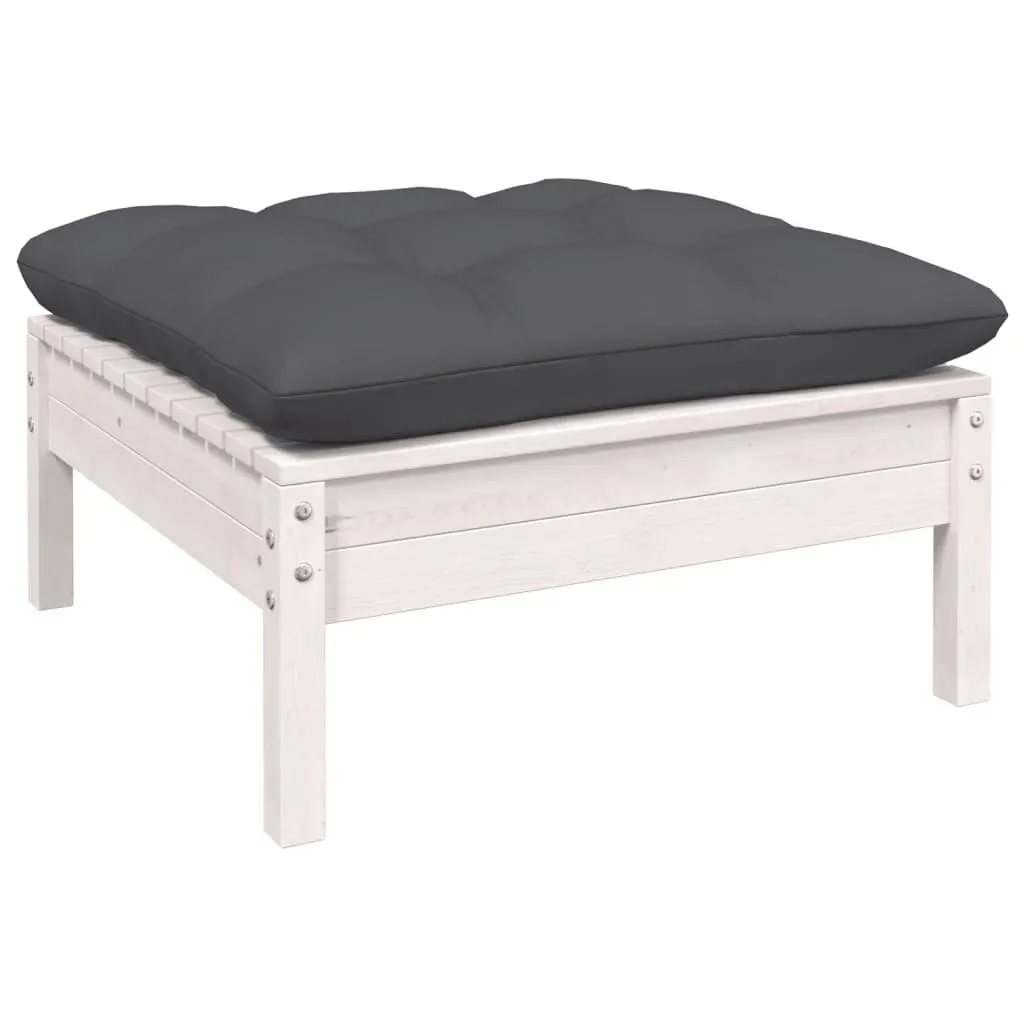 Garden Lounge Set 6 Piece Outdoor Patio Furniture White Pinewood with Cushions