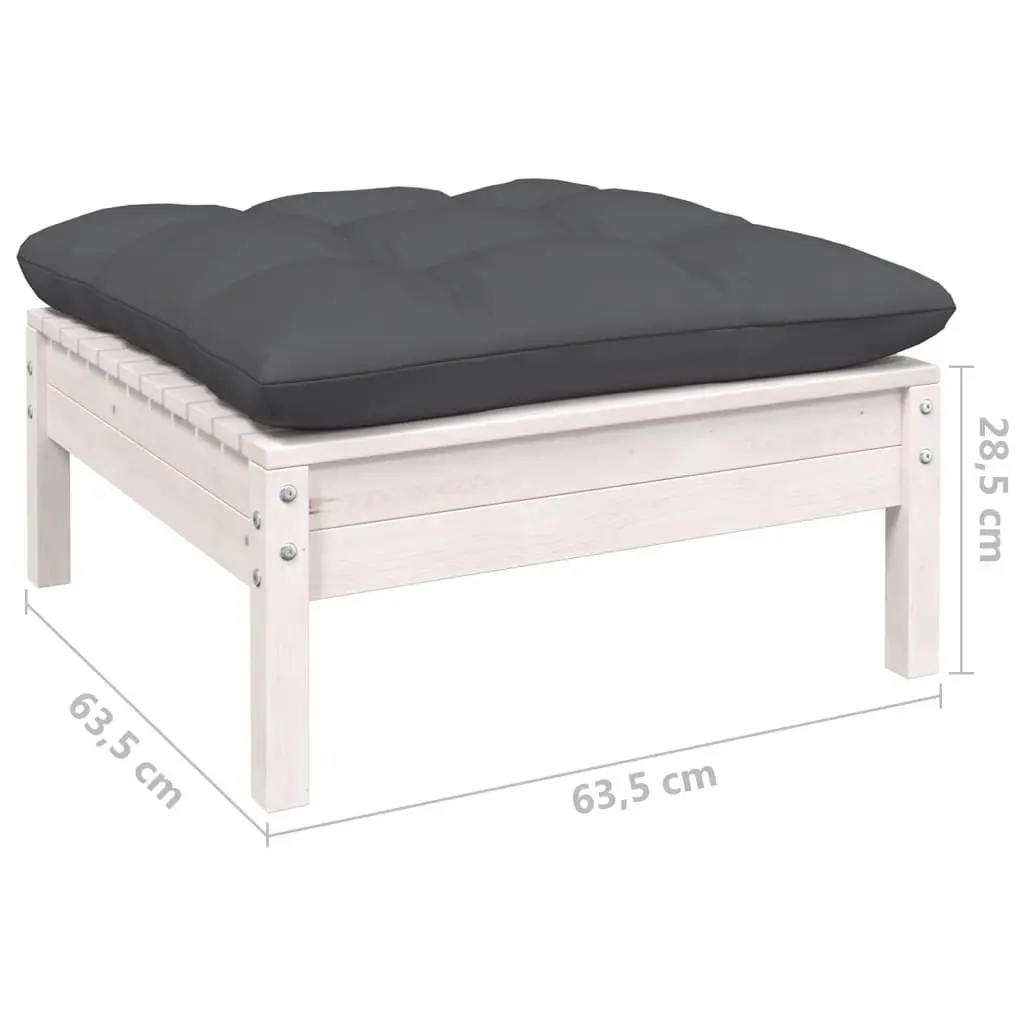 Garden Lounge Set 6 Piece Outdoor Patio Furniture White Pinewood with Cushions