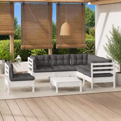 Compact 6-Piece Lounge Set: Durable Pinewood with Cushions