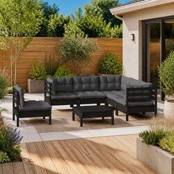 Concise and Confident 6-Piece Black Lounge Set