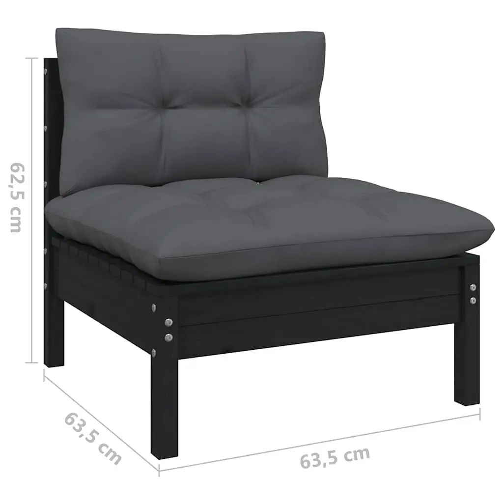 Garden Lounge Set 6 Piece Outdoor Patio Furniture Black with Cushions Modular