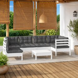 Concise 7-Piece Garden Lounge Set in White