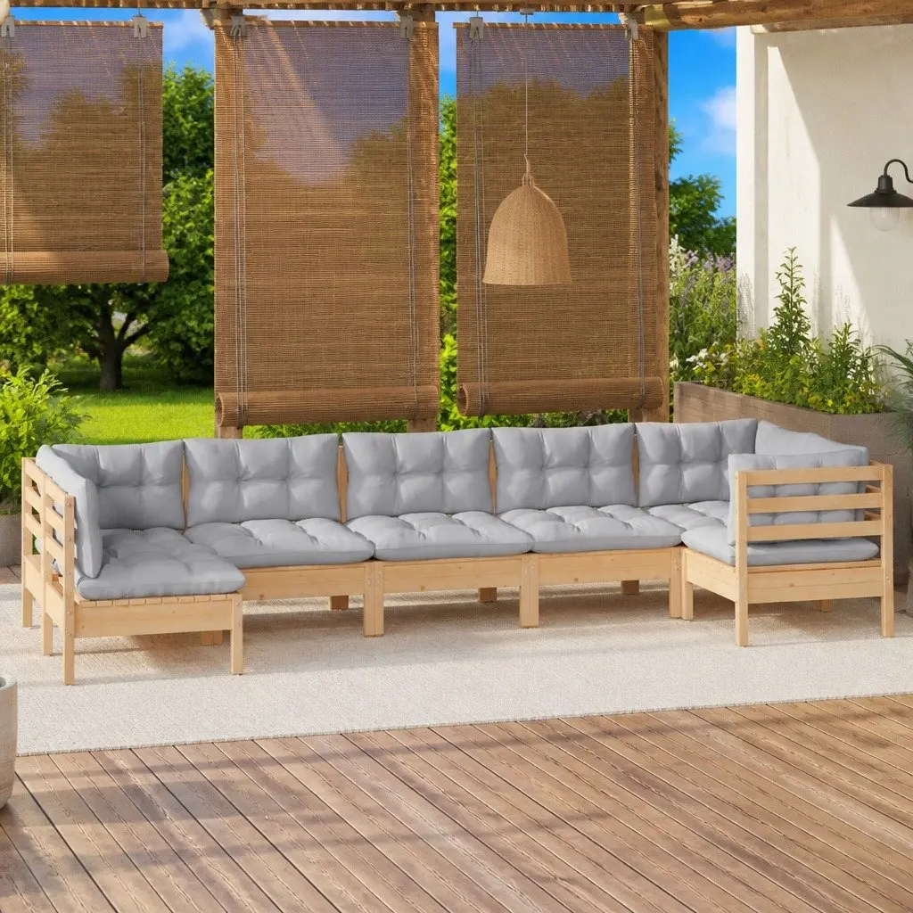 Garden Lounge Set 7 Piece Outdoor Furniture Patio Seating Grey Cushions Modular