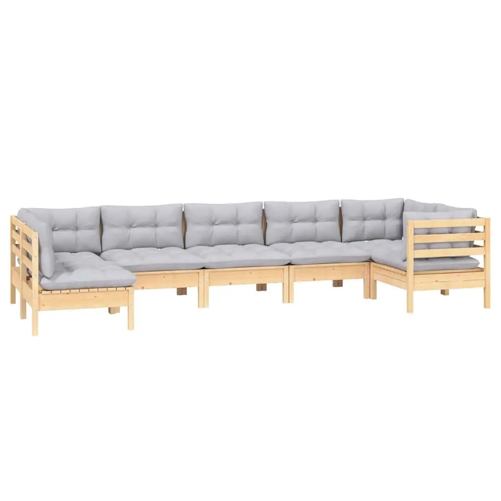 Garden Lounge Set 7 Piece Outdoor Furniture Patio Seating Grey Cushions Modular