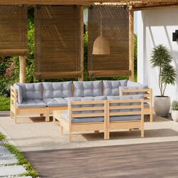 Concise 8 Piece Lounge Set for Outdoor Comfort