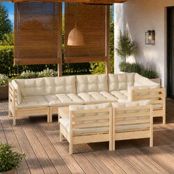 Compact 8 Piece Outdoor Lounge Set in Pinewood