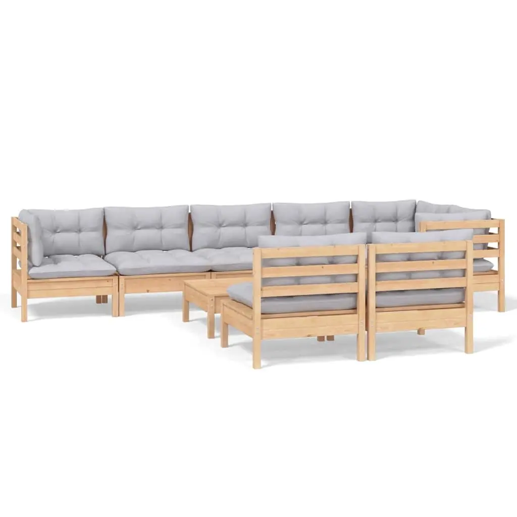 Garden Lounge Set 9 Piece Modular Patio Furniture Grey Cushions Outdoor