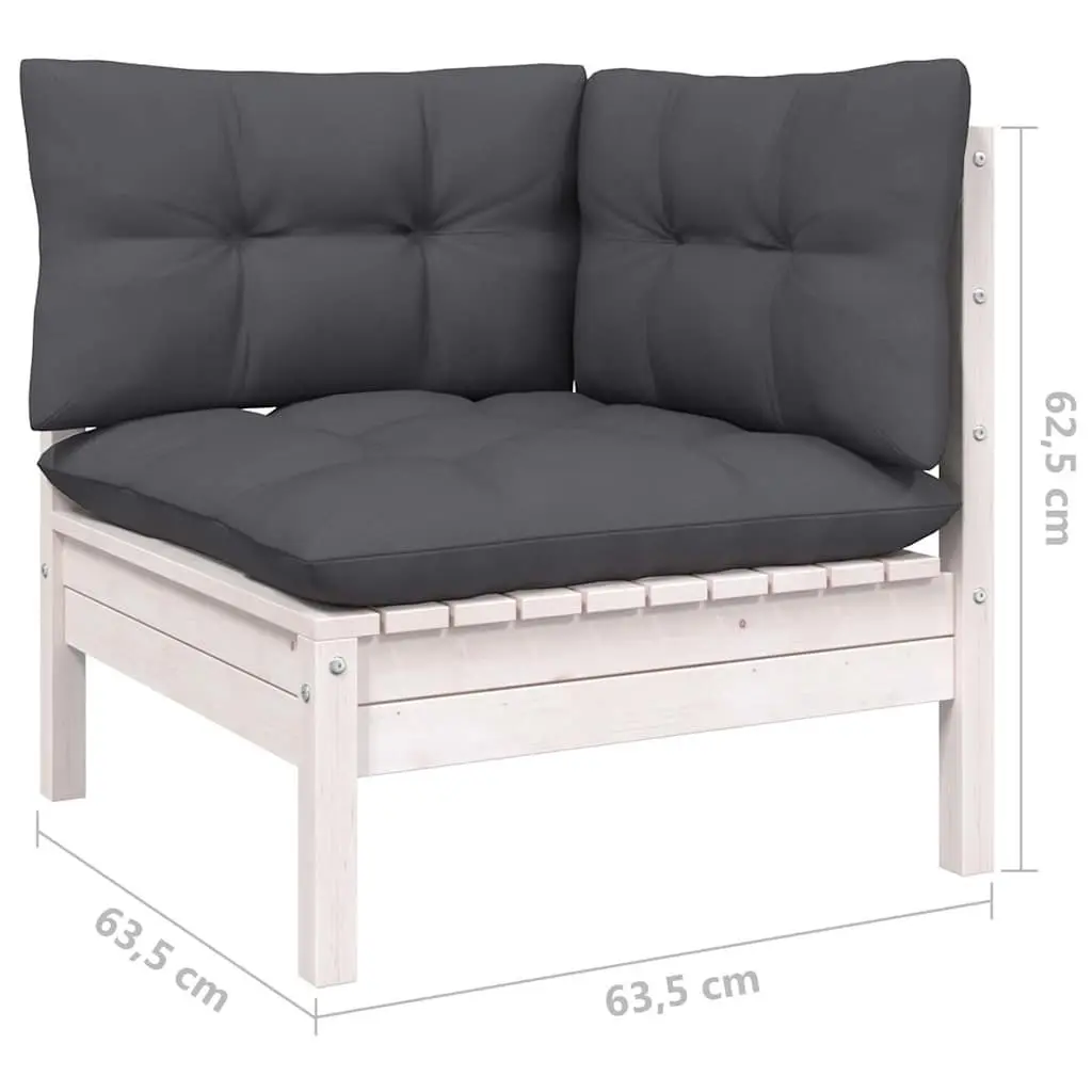 Garden Lounge Set 9 Piece Outdoor Patio Furniture White Pinewood with Cushions